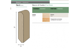 Battiscopa in legno massello a becco di civetta 75x13mm