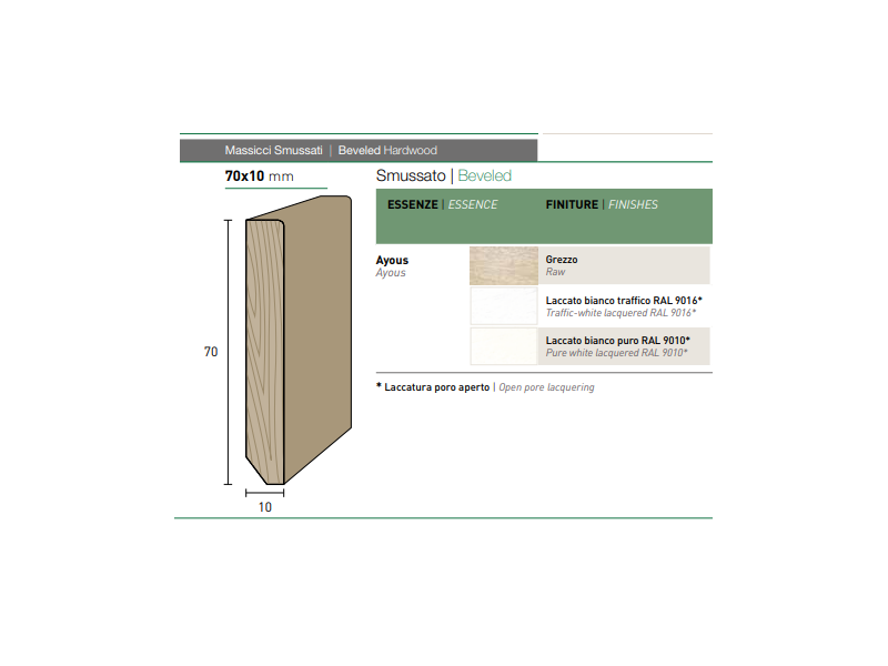 Battiscopa in legno massello 70x10mm