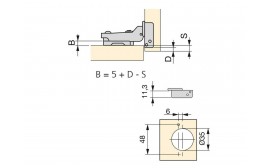 Cerniere mezzo collo X91 con chiusura soft e Basetta Euro, altezza 0, Acciaio, Nichelato