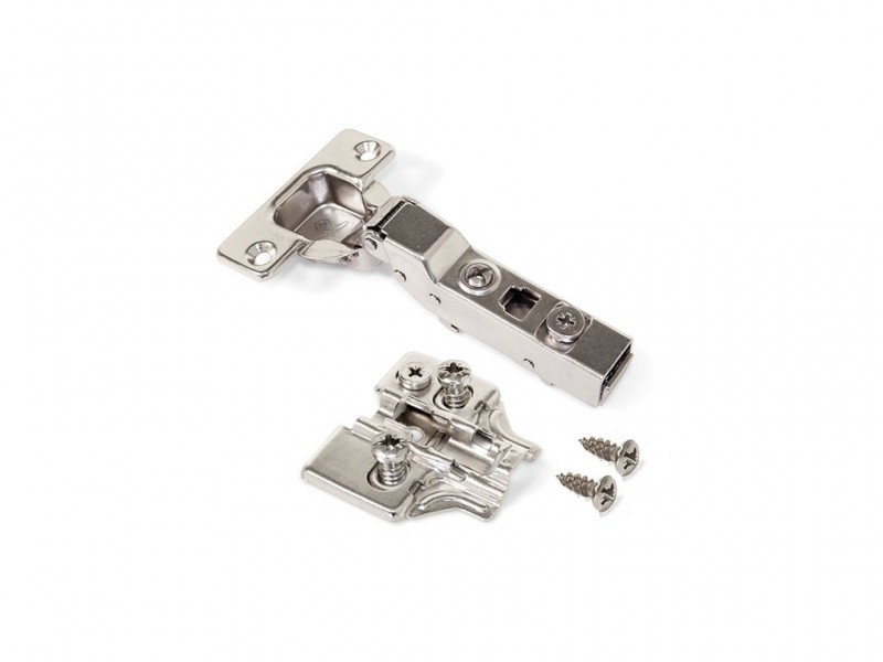 Cerniere mezzo collo X91 con chiusura soft e Basetta Euro, altezza 0, Acciaio, Nichelato