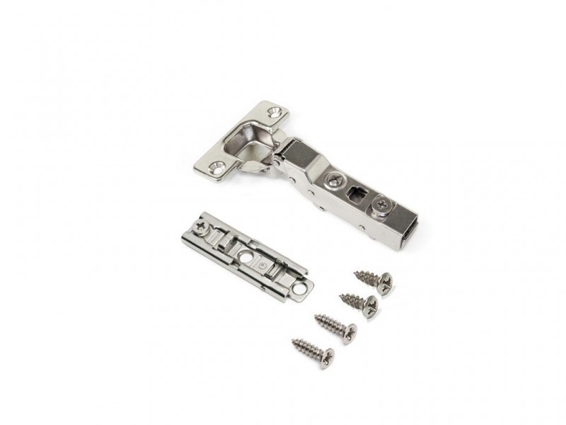Cerniere mezzo collo X91 con chiusura soft e Basetta a vite nascosta, altezza 1, Acciaio, Nichelato