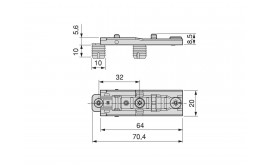 Basetta dritto per cerniera X91/X92 a pressione con regolazione eccentrica, Diametro 10x10mm, Altezza 1, Acciaio, Nichel