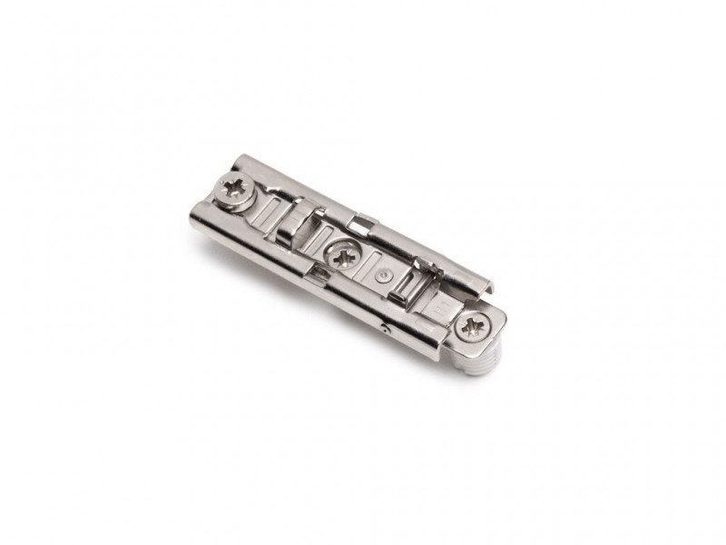 Basetta dritto per cerniera X91/X92 a pressione con regolazione eccentrica, Diametro 10x10mm, Altezza 1, Acciaio, Nichel