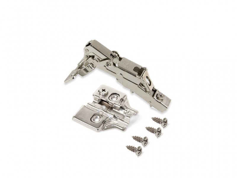 Cerniere collo dritto X91 165 gradi con chiusura soft e basette a vite, altezza 0, Acciaio, Nichelato