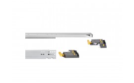 Set di guide per cassetti a scomparsa Silver, estrazione totale, con chiusura soft e aggancio