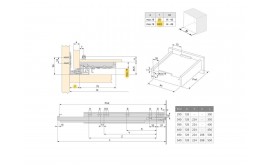 Set di guide per cassetti a scomparsa Silver, estrazione totale, con chiusura soft e aggancio