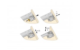 Set di guide per cassetti a scomparsa Silver, estrazione totale, con chiusura soft e aggancio