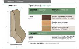 Battiscopa in massello tipo Milano 60x20mm