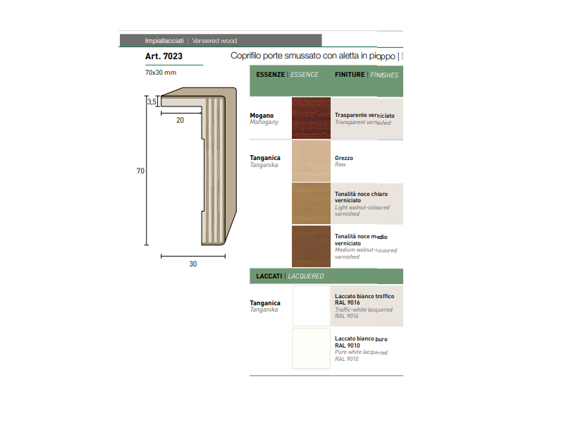 Cornice coprifilo per porte 70x23mm
